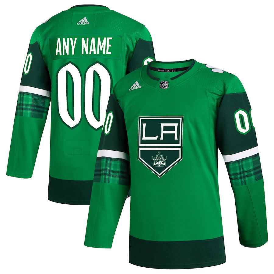 Men Los Angeles Kings adidas Kelly Green St. Patricks Day Authentic Custom NHL Jersey